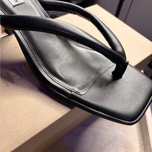 Madden Girl Black Square-Toe Thong Sandal